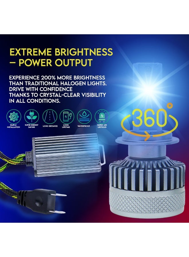 طقم لمبات ليد أمامية A150 عالية القوة 360 درجة (قطعتين) – H7 | 300 واط | شعاع أحادي | 6000 كلفن مع درايفر | ضمان دولي لمدة 6 أشهر - Image 5